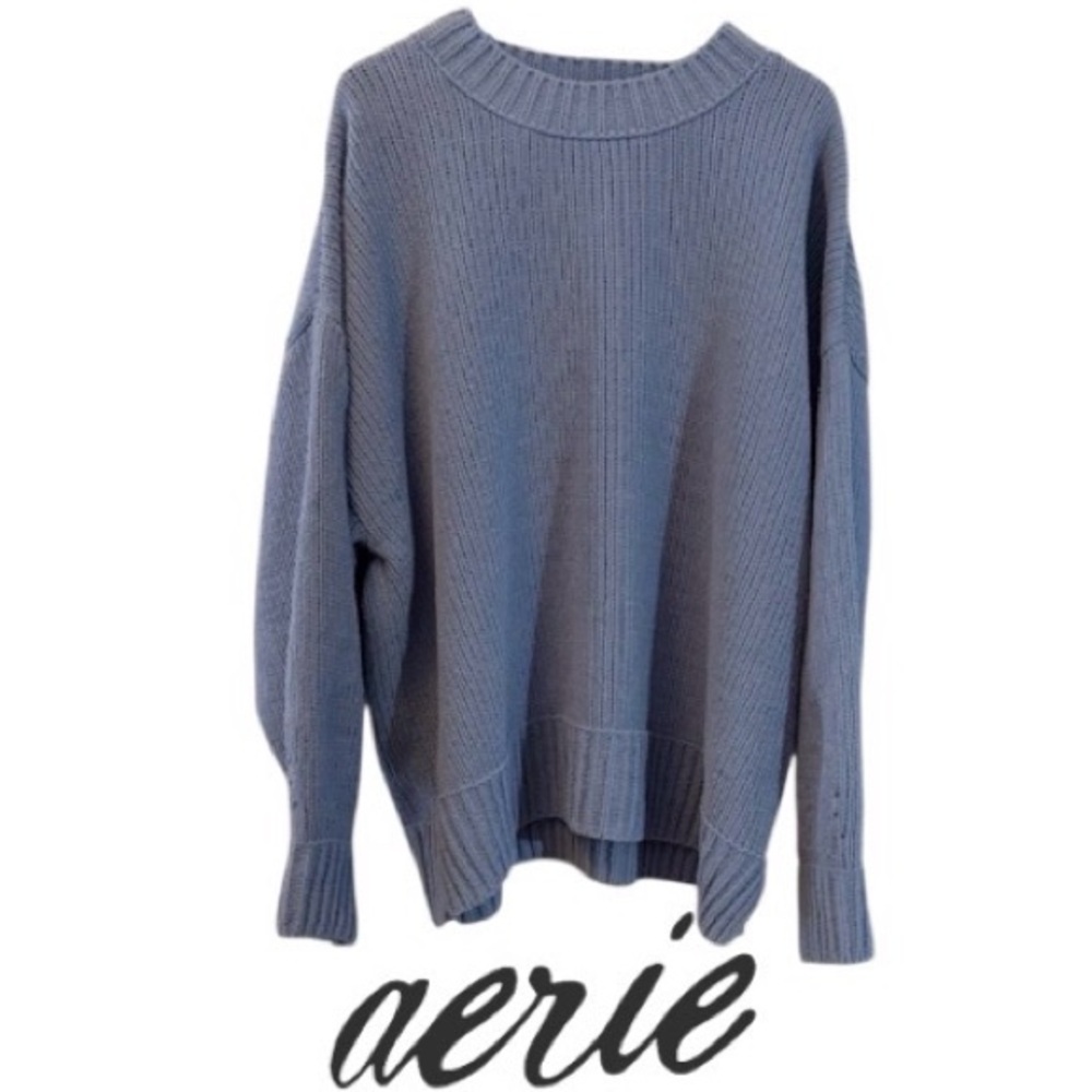 XL Aerie Oversized Chenille “Like Candy” Sweater in Soft Blue - Picture 3 of 16